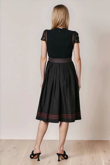 black dirndl dress Black Jacquard Folk Skirt with Lace Trim main image 0