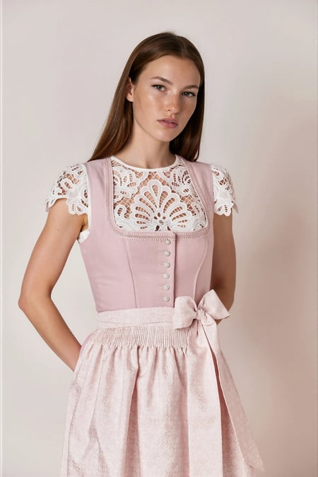 open lace back dress Authentic Bavarian Midi Dirndl 
